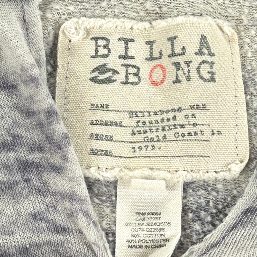 Billabong Hoodie Women Medium Gray Blue Burnout Wash Surf Beachy Boho Sweatshirt - Picture 2 of 14